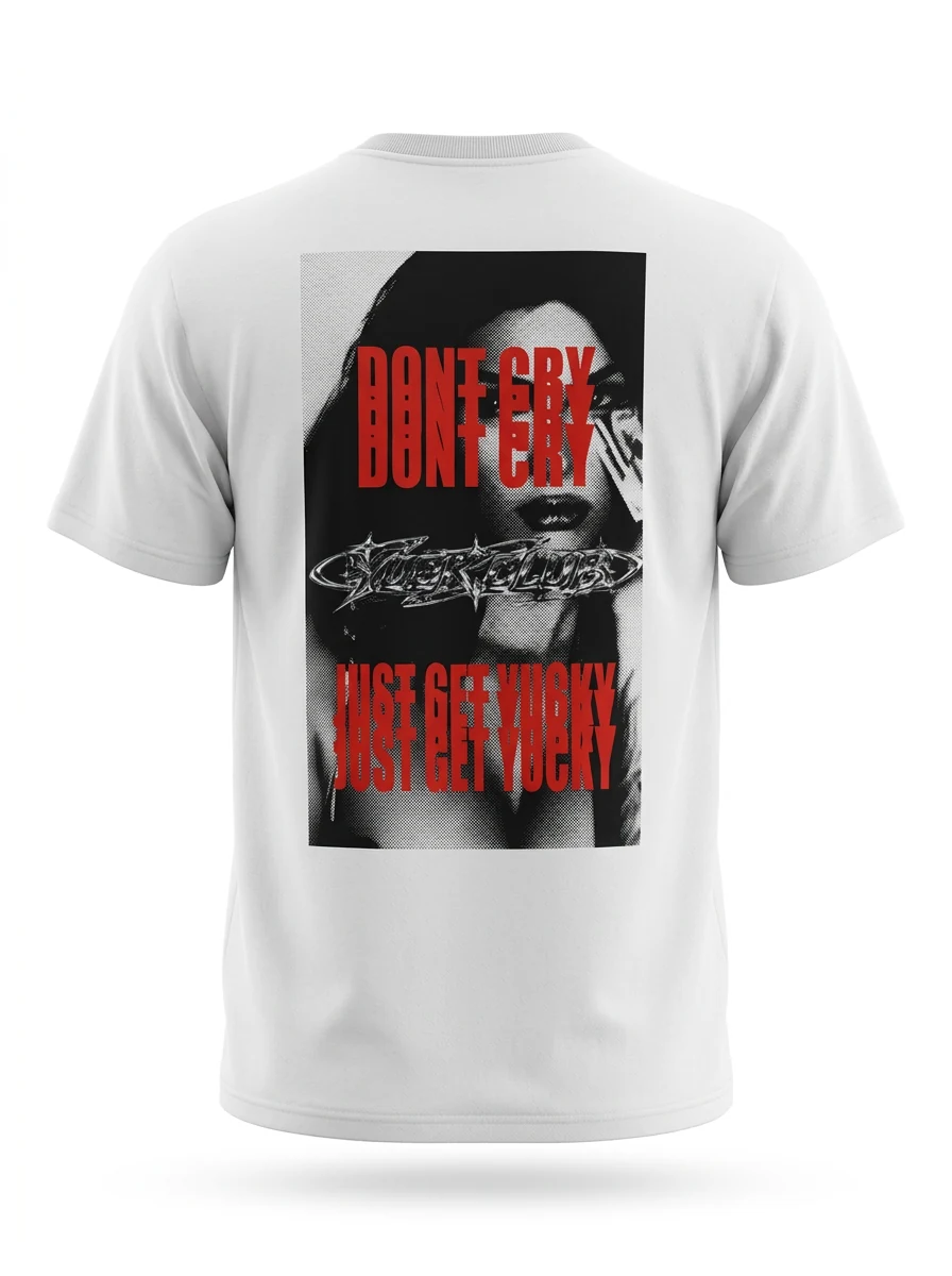 White Don't Cry tee, back print